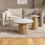 Round Oak and White Marble Effect Nest of 3 Tables - Malia