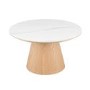 Round Oak and White Marble Effect Nest of 3 Tables - Malia