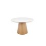 Round Oak and Marble Effect Dining Table Set with 4 Beige Real Leather Chairs - Seats 4 - Malia