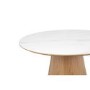 Round Oak and Marble Effect Dining Table Set with 4 Beige Real Leather Chairs - Seats 4 - Malia
