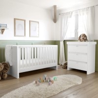 White Pine Nursery Furniture 2-Piece Set including Convertible Cot Bed and Changing Table - Mason