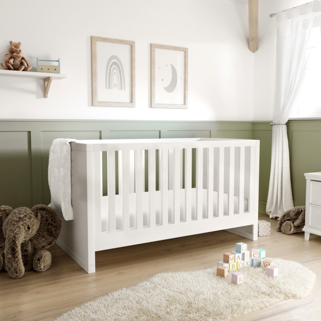 White Pine Nursery Furniture 2-Piece Set including Convertible Cot Bed and Changing Table - Mason