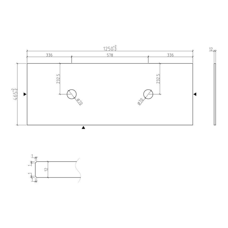 ONLY OPENED - 1250mm Wooden Fluted Wall Hung Countertop Double Vanity Unit - Matira