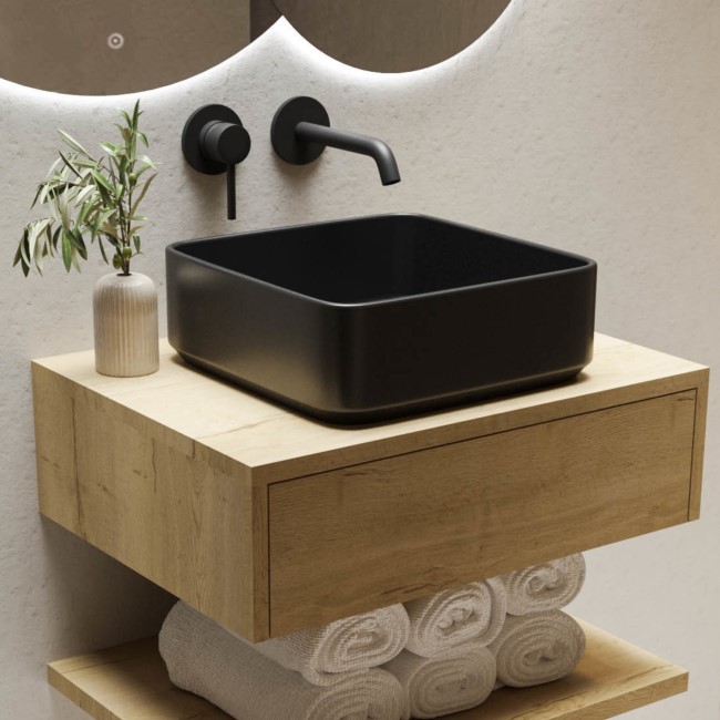 Black Square Countertop Basin 360mm - Augusta