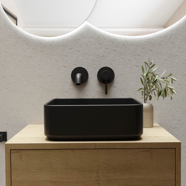 Black Square Countertop Basin 360mm - Augusta