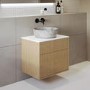 Grade A1 - 650mm Wooden Wall Hung Countertop Vanity Unit with Stone Effect Basin - Matira