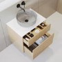 Grade A1 - 650mm Wooden Wall Hung Countertop Vanity Unit with Stone Effect Basin - Matira