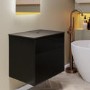 Grade A1 - 650mm Black Wooden Fluted Wall Hung Countertop Vanity Unit - Matira