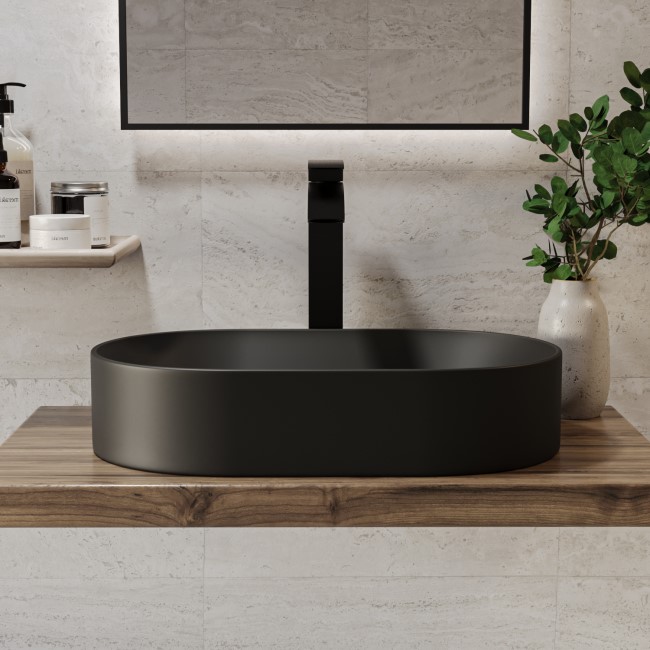 Matt Black Oval Countertop Basin 525mm - Tennessee