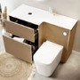 1150mm Wooden Fluted Left Hand Toilet and Sink Unit with Square Toilet and Chrome Fittings - Matira