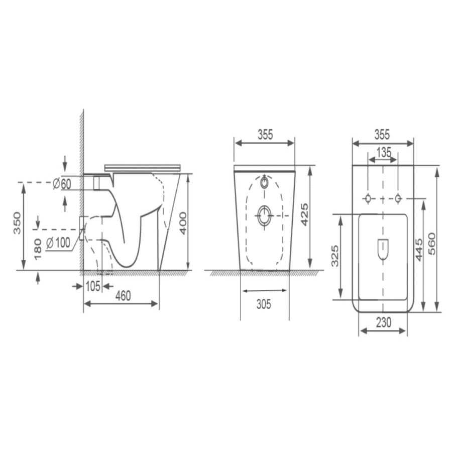 1150mm Wooden Fluted Right Hand Toilet and Sink Unit with Square Toilet and Black Push Button - Matira