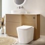 1150mm Wooden Fluted Left Hand Toilet and Sink Unit with Square Toilet & Basin and Chrome Push Button - Matira