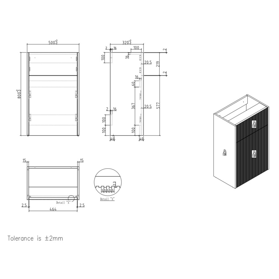 1150mm Wooden Fluted Left Hand Toilet and Sink Unit with Square Toilet and Chrome Fittings - Matira