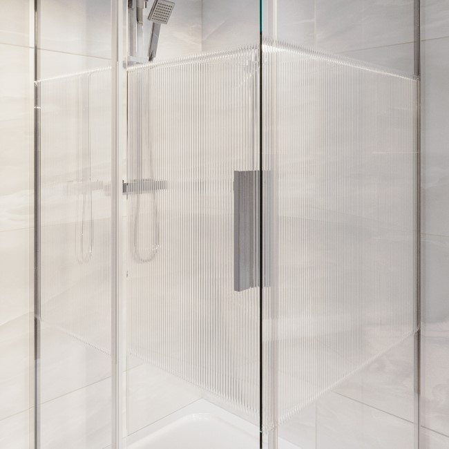 Fluted Glass 1000x800mm Sliding Shower Enclosure Right Hand - Matira