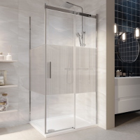 1200x800mm Chrome Frameless Fluted Glass Sliding Shower Enclosure Left Hand - Matira