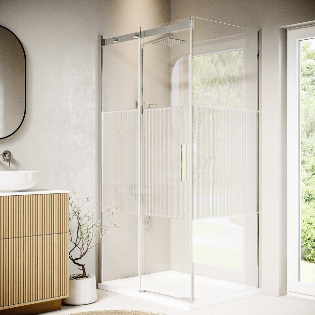 Fluted Glass 1200x800mm Sliding Shower Enclosure Left Hand - Matira