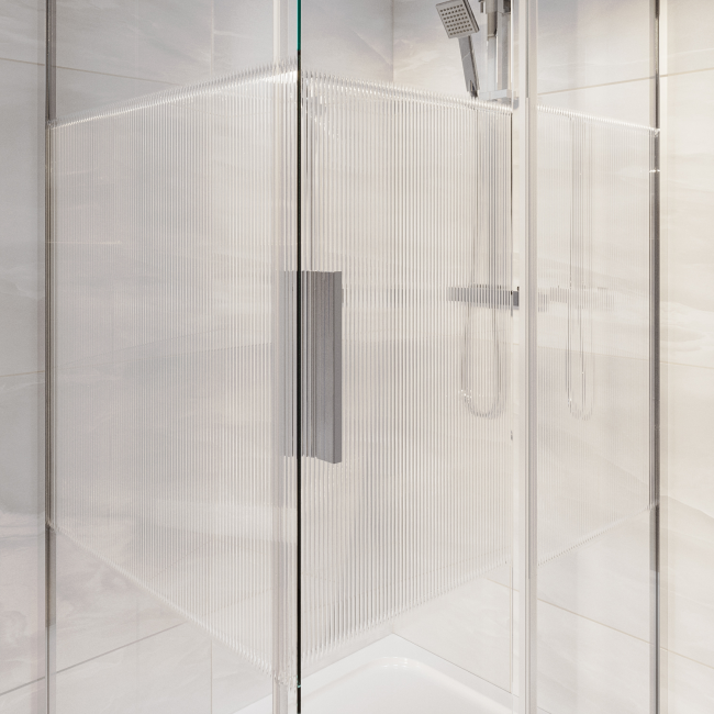 Fluted Glass 1200x800mm Sliding Shower Enclosure Left Hand - Matira