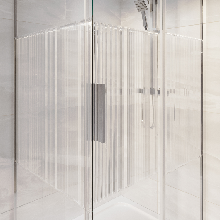 Fluted Glass 1200x800mm Sliding Shower Enclosure Left Hand - Matira