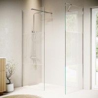 1600x800mm Chrome Frameless Fluted Glass Walk In Shower Enclosure - Matira