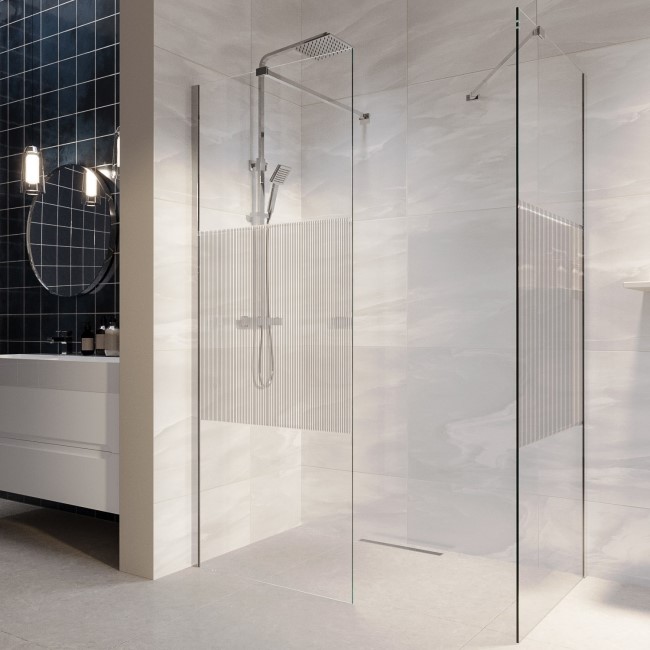 Fluted Glass 1600x800mm Walk In Shower Enclosure - Matira