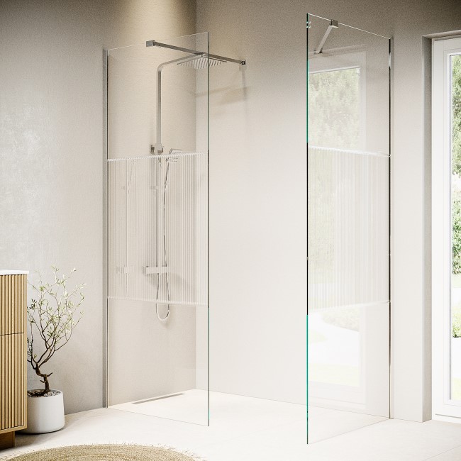 Fluted Glass 1600x800mm Walk In Shower Enclosure - Matira