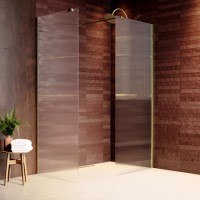 1400x800mm Brushed Brass Ribbed / Fluted Glass Double Shower Screen for Wet Room & Walk In Shower - Matira 1400x800mm Brushed Brass Ribbed / Fluted Glass Double Shower Screen for Wet Room & Walk In Shower - Matira