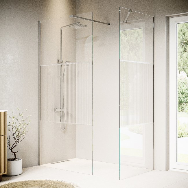 Fluted Glass 1400x900mm Walk In Shower Enclosure - Matira