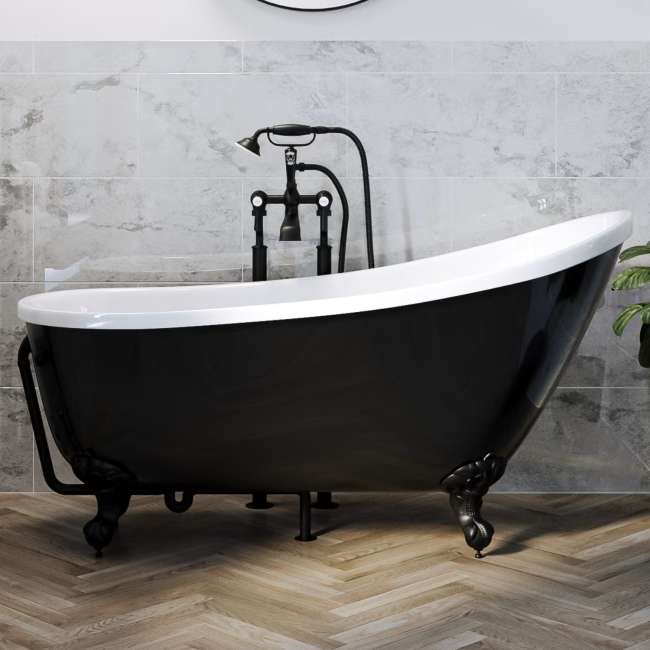 Matt Black Traditional Exposed Bath Waste & Overflow - Park Royal