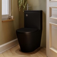 Matt Black Close Coupled Closed Back Toilet with Chrome Fittings & Sink on Top - Legend Matt Black Close Coupled Closed Back Toilet with Chrome Fittings & Sink on Top - Legend