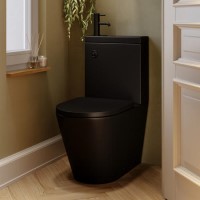 Matt Black Close Coupled Closed Back Toilet with Black Fittings & Sink on Top - Legend Matt Black Close Coupled Closed Back Toilet with Black Fittings & Sink on Top - Legend