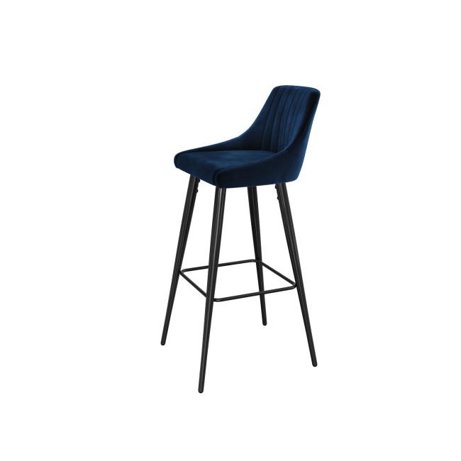 Set of 2 Navy Blue Velvet Bar Stools with Backs - Macie