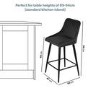 Set of 3 Charcoal Velvet Kitchen Stools with Backs - Macie