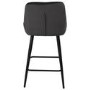 Set of 3 Charcoal Velvet Kitchen Stools with Backs - Macie