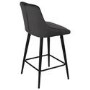 Set of 3 Charcoal Velvet Kitchen Stools with Backs - Macie