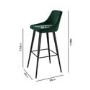 Pair of Dark Green Velvet Bar Stools - 77cm - Macie