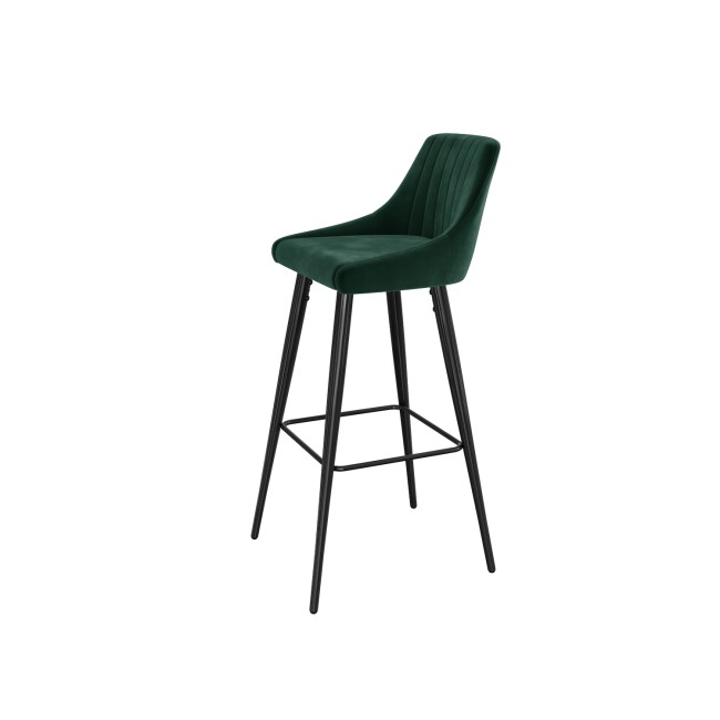 Pair of Dark Green Velvet Bar Stools - 77cm - Macie