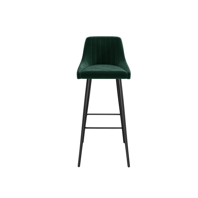 Pair of Dark Green Velvet Bar Stools - 77cm - Macie