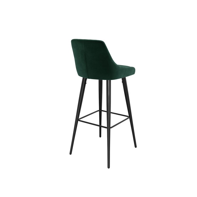 Pair of Dark Green Velvet Bar Stools - 77cm - Macie