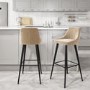 Set of 2 Beige Velvet Bar Stools with Back - 77 cm - Macie