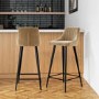 Set of 2 Beige Velvet Bar Stools with Backs - Macie