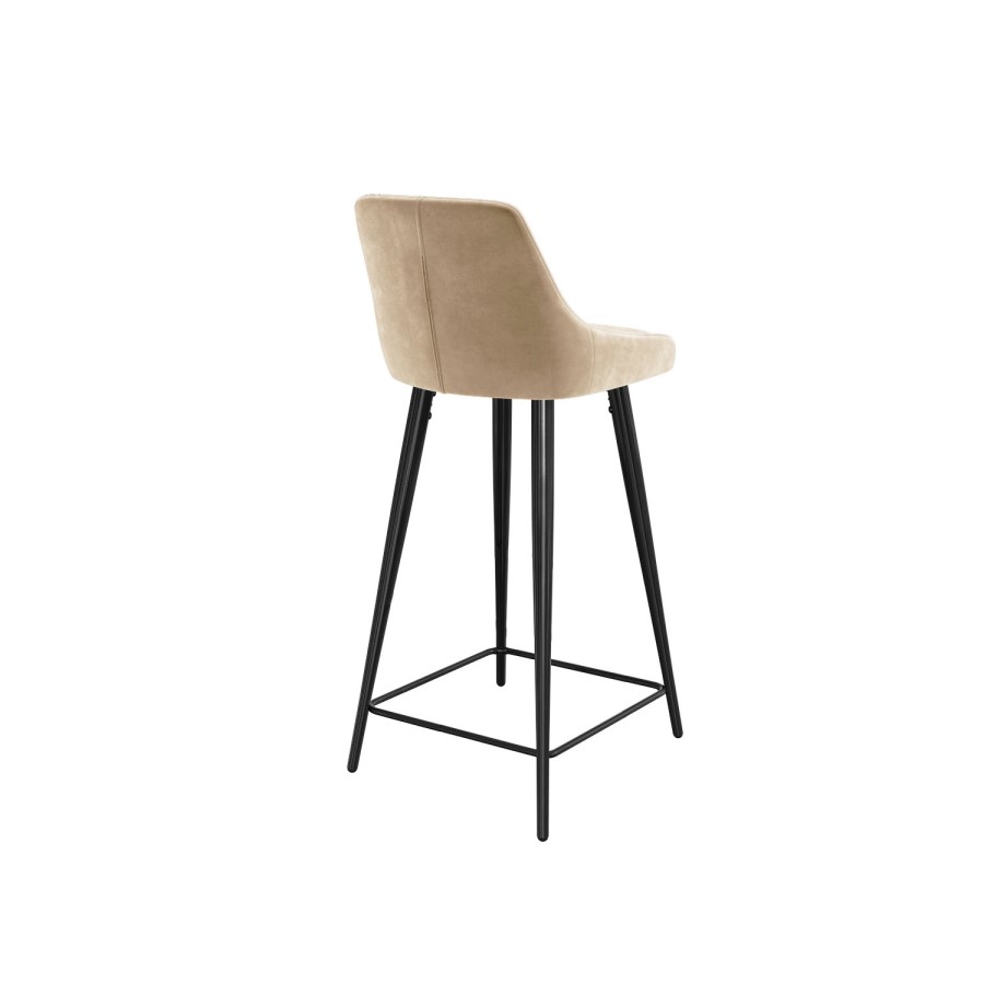 Set of 2 Beige Velvet Bar Stools with Backs - Macie