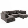 Large Mink Velvet U Shape Sofa with Footstool - Seats 4 - Madison