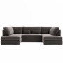 Large Mink Velvet U Shape Sofa with Footstool - Seats 4 - Madison
