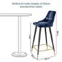 Set of 2 Navy Blue Velvet Bar Stools with Backs - Maddy