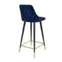 Set of 2 Navy Blue Velvet Bar Stools with Backs - Maddy