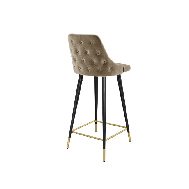 Grade A1 - Set of 2 Beige Velvet Bar Stools with Backs - Maddy