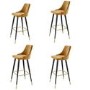 Mustard Velvet Kitchen Island Stools Set of 4 - Maddy