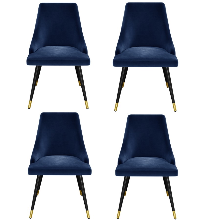 Set of 4 Navy Velvet Dining Chairs - Maddy