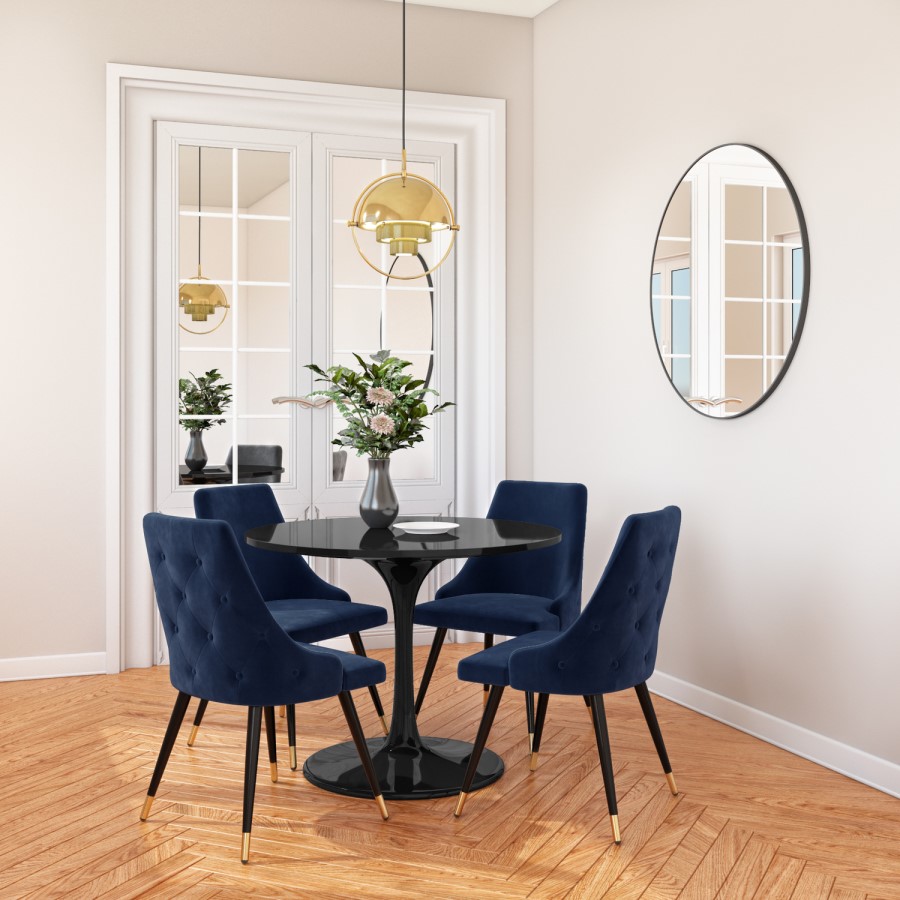 Set of 4 Navy Velvet Dining Chairs - Maddy