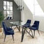 Grade A1 - Set of 4 Navy Velvet Dining Chairs - Maddy